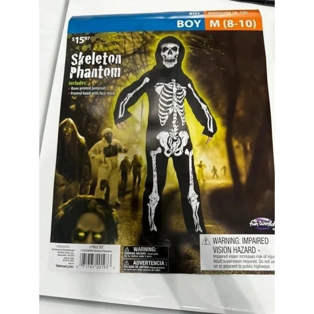 Skeleton Phantom Halloween Costume Size M